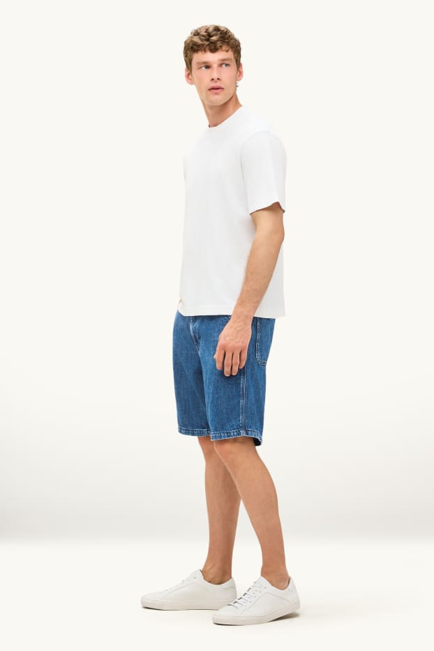 Men - Denim Bermuda shorts - mid-rise waist - blue denim