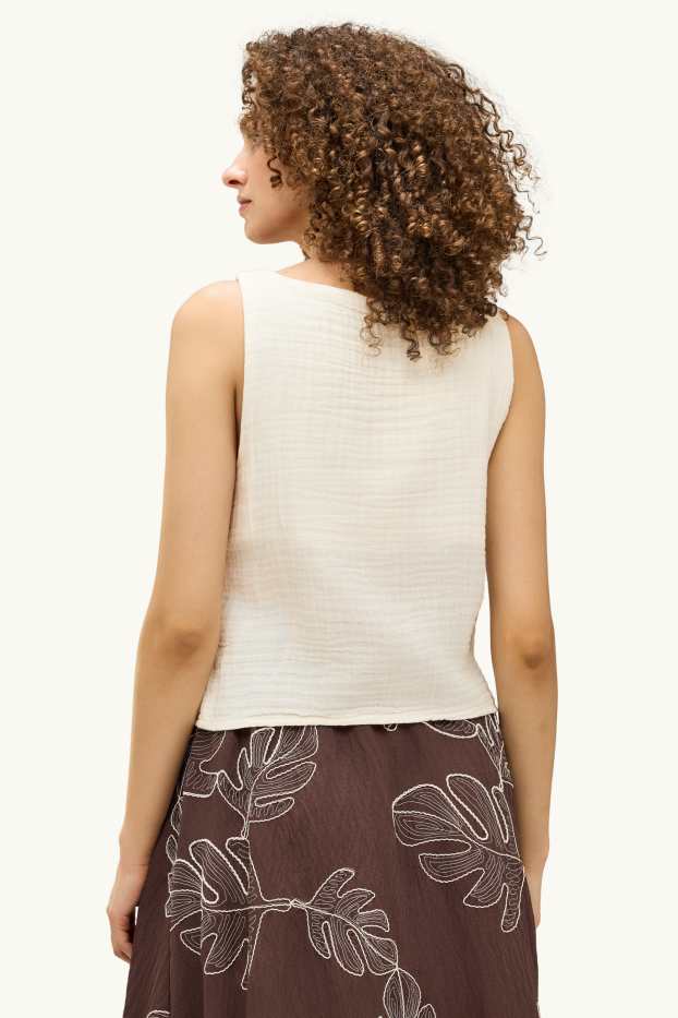 Femei - Bluză fără mâneci - structurată - alb