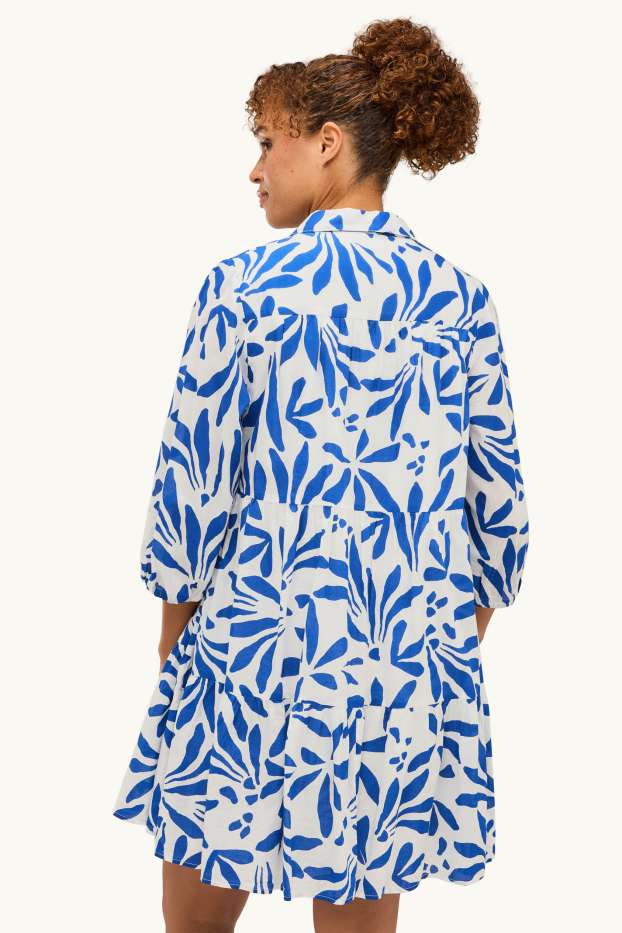 Dames - A-lijn-jurk - met patroon - wit / blauw