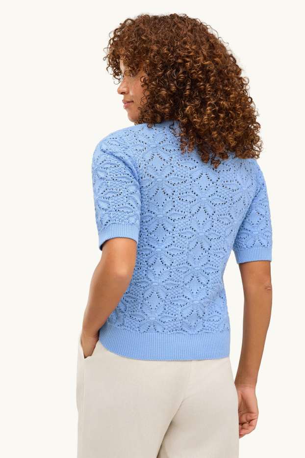 Damen - Strickjacke - strukturiert - blau