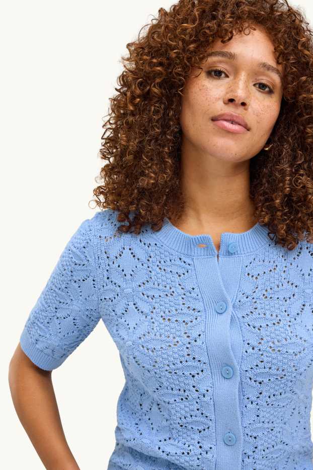 Damen - Strickjacke - strukturiert - blau