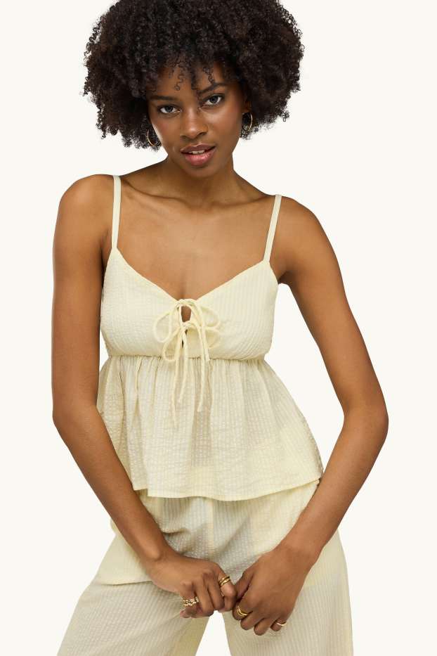 Dames - Blousetop - gestreept - geel