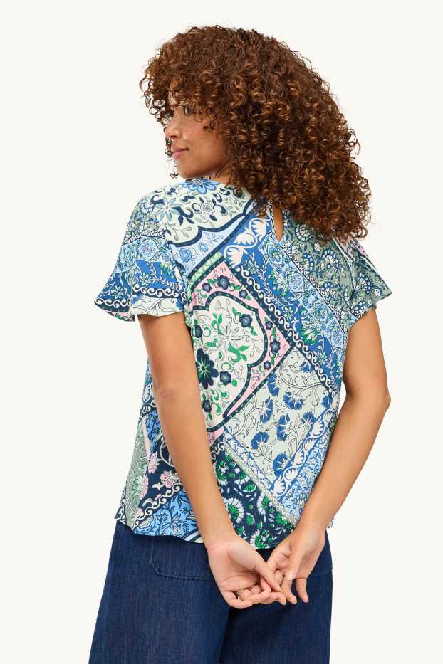 Damen - Bluse - gemustert - blau