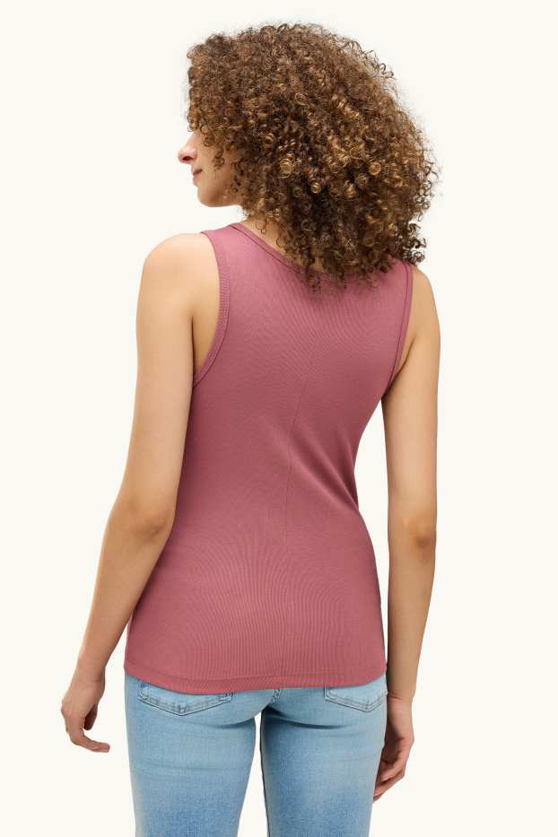 Dames - Top - geribd - rood