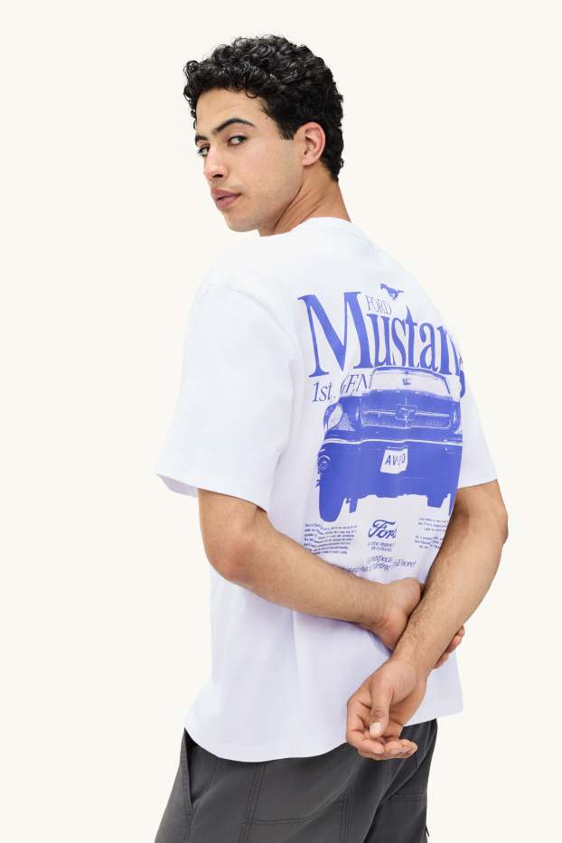 Herren - T-Shirt - Relaxed Fit - Ford Mustang - weiß