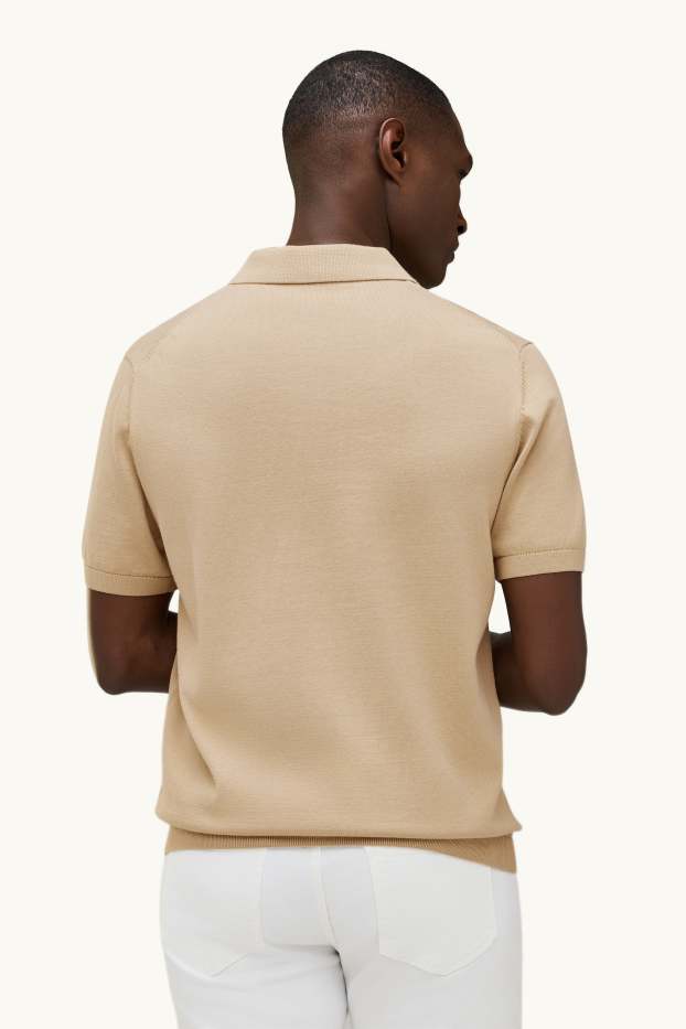 Herren - Strick-Poloshirt - Regular Fit - beige