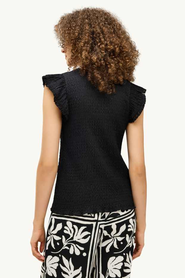 Dámské - Tričko - regular fit - strukturované - černá