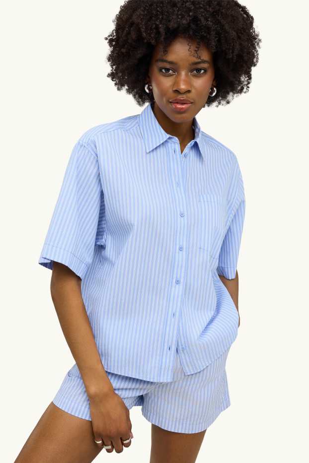 Damen - Hemdbluse - gestreift - blau