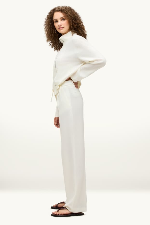 Femmes - Pantalon de bureau - high waist - regular fit - blanc crème