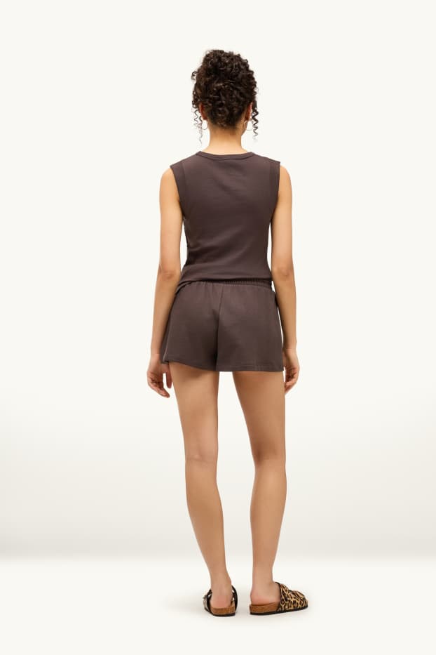 Femmes - Short en molleton - marron foncé