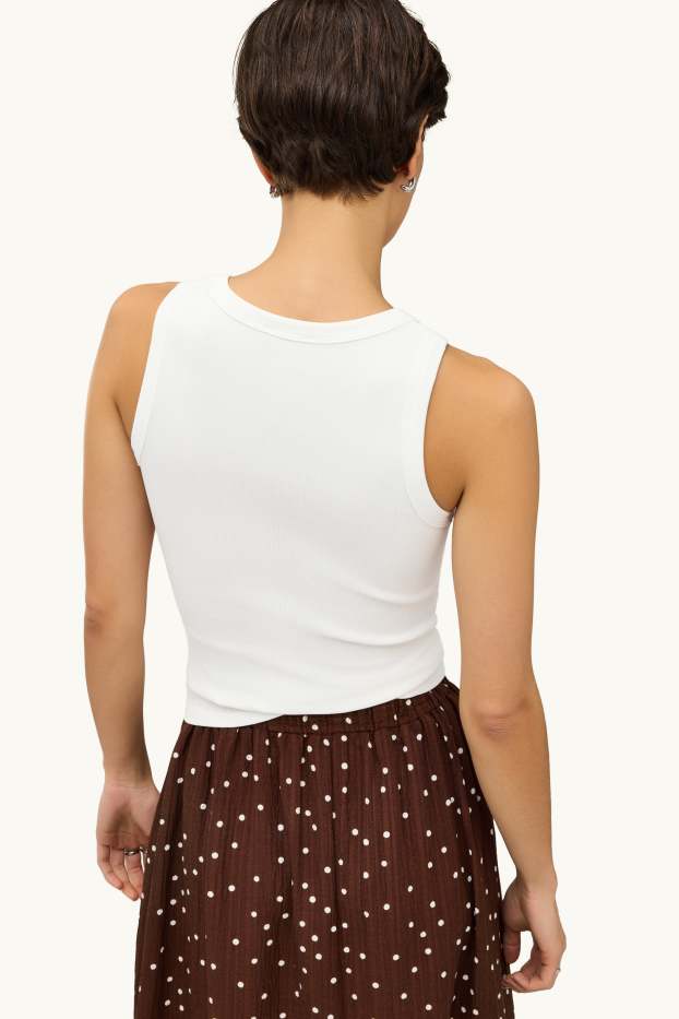 Femmes - Haut - finition côtelée - blanc