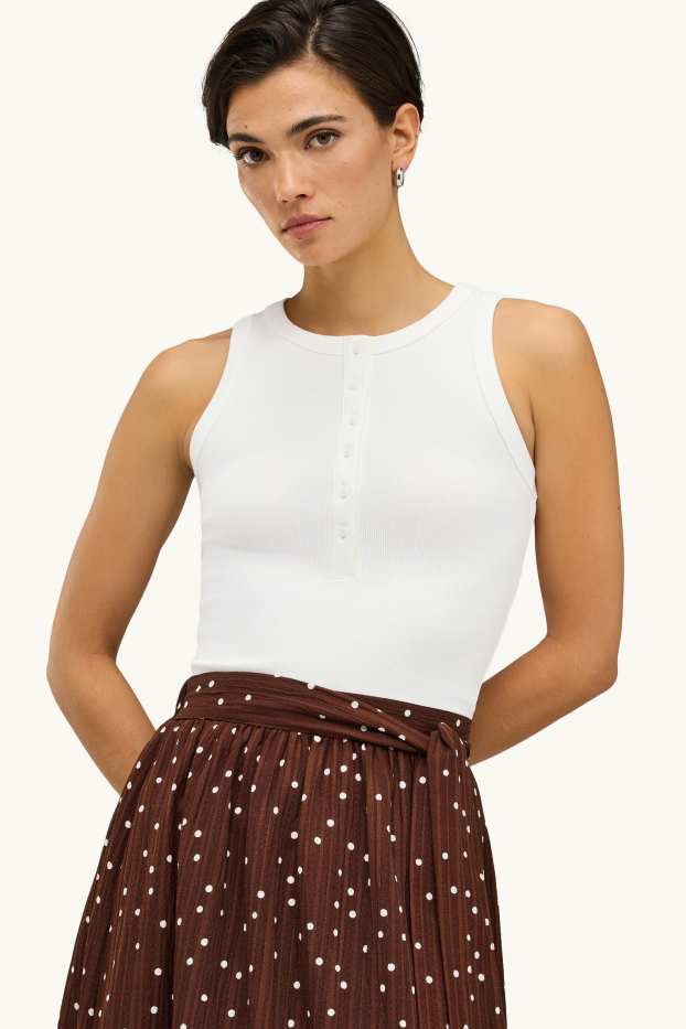 Femmes - Haut - finition côtelée - blanc