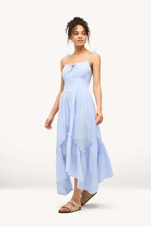 Donna - Vestito Fit & Flare - a righe - azzurro