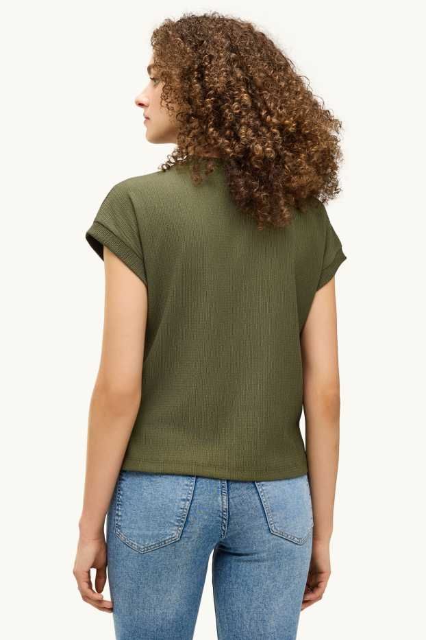 Dámské - Tričko - relaxed fit - strukturované - khaki