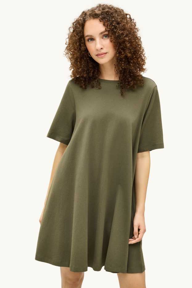 Damen - T-Shirt-Kleid - Straight Fit - khaki