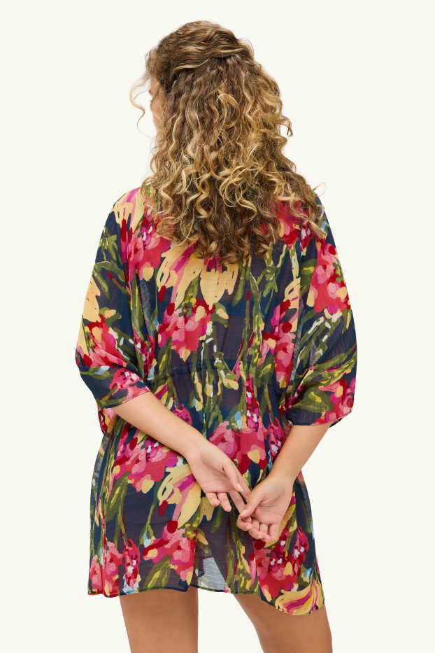 Femmes - Kimono - à fleurs - vert / rose