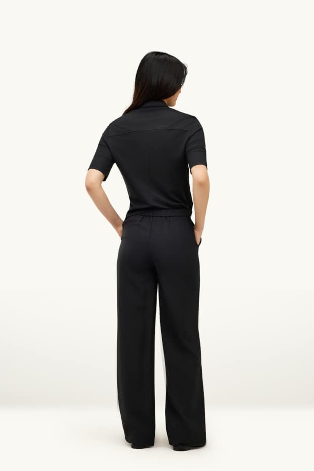 Mujer - Pantalón de tela - high waist - wide leg - negro