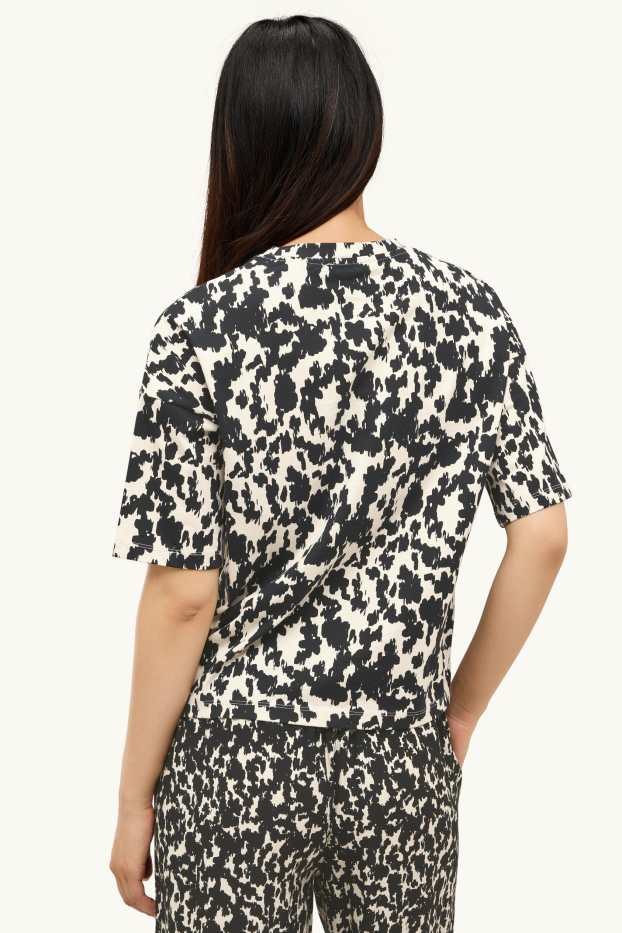 Femmes - T-shirt - relaxed fit - à motif - noir / blanc