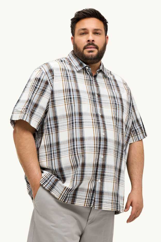 Herren - Hemd - Regular Fit - Kent - kariert - braun