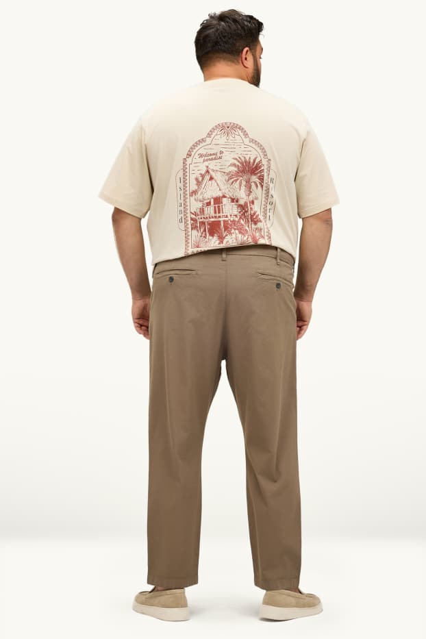 Hommes - Chino - tapered fit - finition texturée - marron