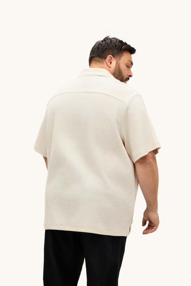 Hombre - Camisa - regular fit - cuello solapa - con textura - blanco
