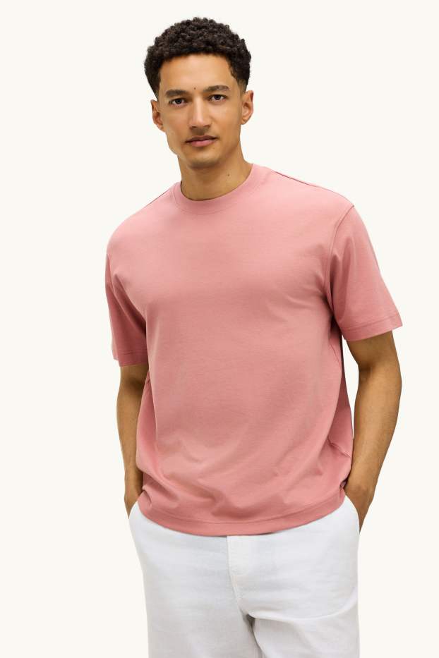 Pánské - Tričko - relaxed fit - lososová barva
