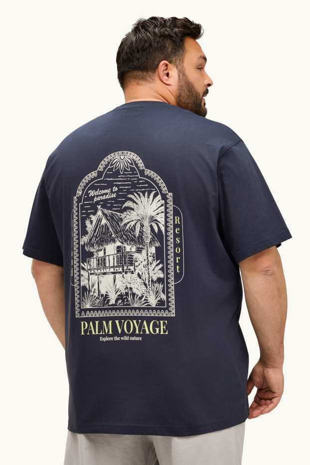 Hommes - T-shirt - relaxed fit - bleu foncé