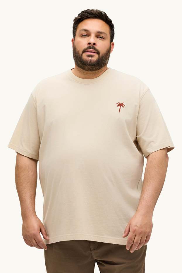 Hommes - T-shirt - relaxed fit - beige