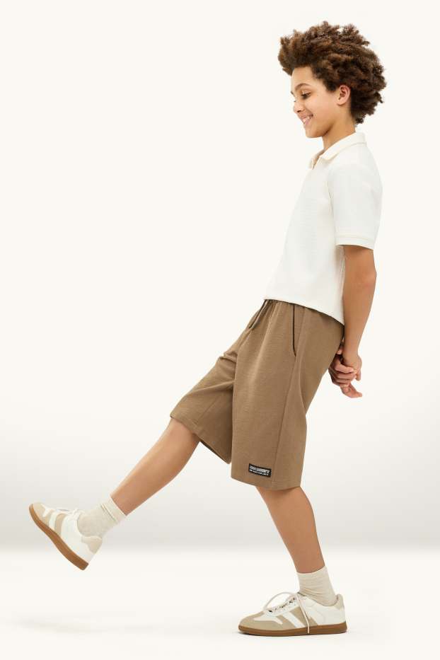 Children Boys - Bermuda shorts - textured - brown