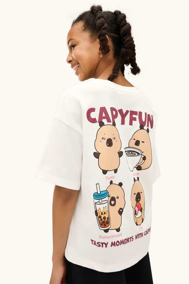 Dzieci dziewczynki - CapyFun - koszulka z krótkim rękawem - biały