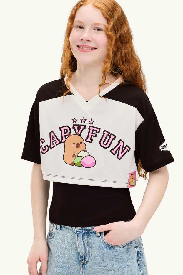 Kinder Mädchen - CapyFun - Set - Kurzarmshirt und Top - 2 teilig - weiß