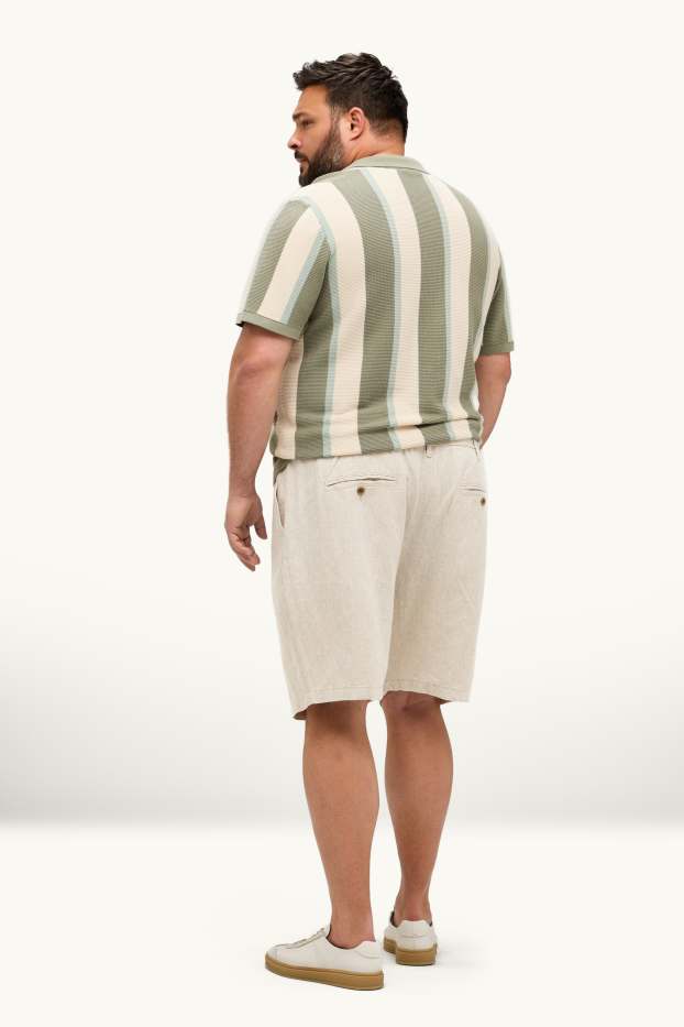 Home - Pantalons curts - mescla de lli - crema