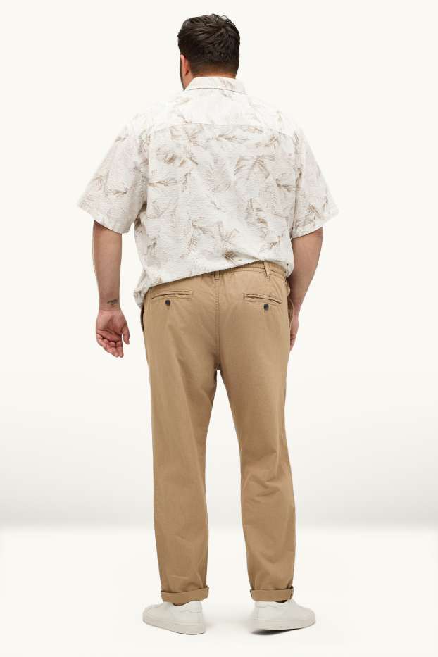 Hommes - Chino - tapered fit - lin mélangé - marron clair