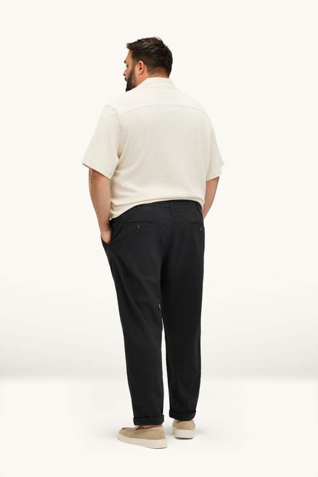Hommes - Chino - tapered fit - lin mélangé - noir