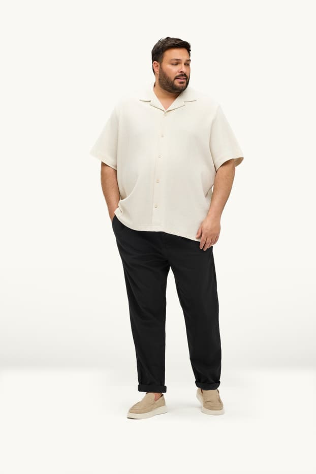 Hommes - Chino - tapered fit - lin mélangé - noir