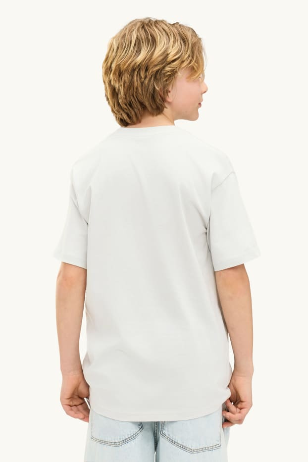 Kinderen: jongens - Set van 2 - hond en tijger - T-shirt - wit / zwart