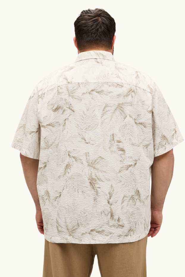 Pánské - Košile - regular fit - strukturovaná - se vzorem - béžová