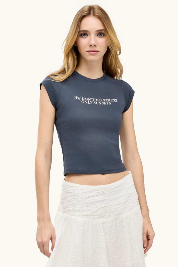 Femmes - T-shirt - slim fit - gris