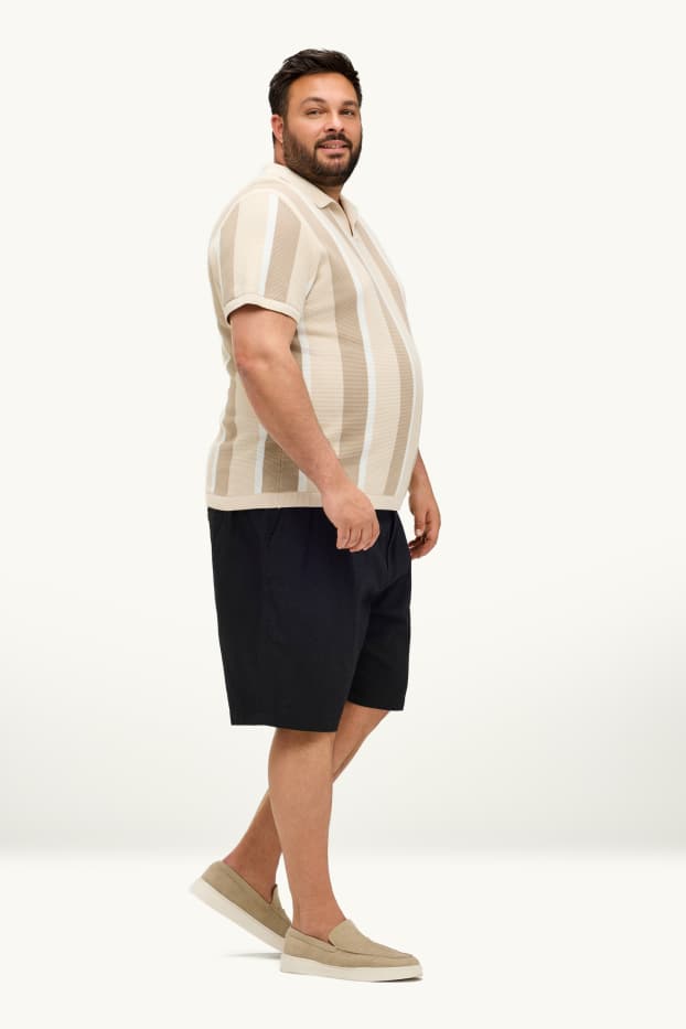 Pánské - Šortky - lněná směs - černá