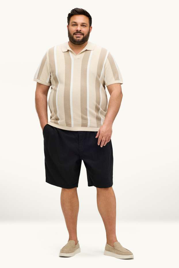 Pánské - Šortky - lněná směs - černá