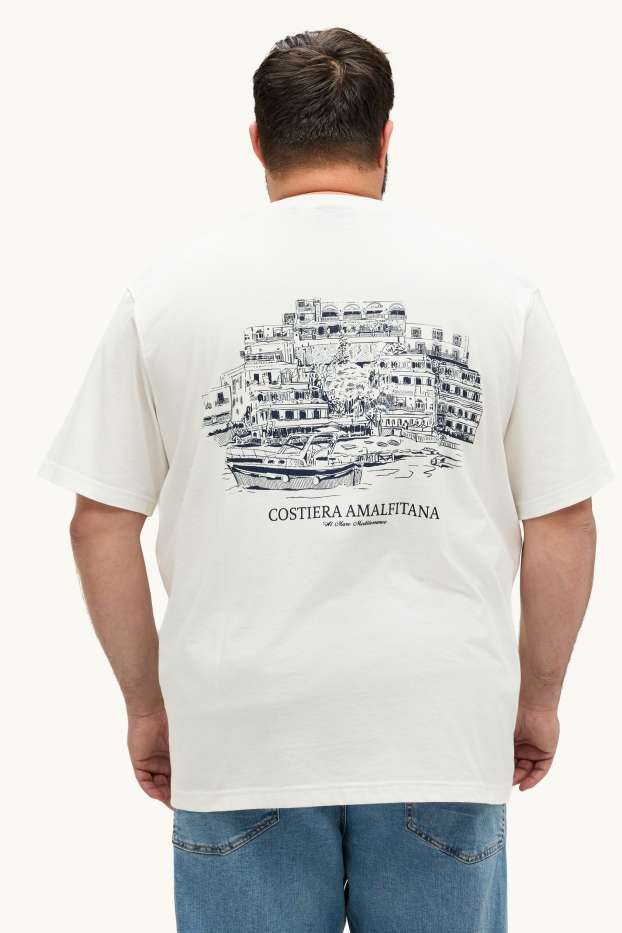 Pánské - Tričko - oversized - bílá