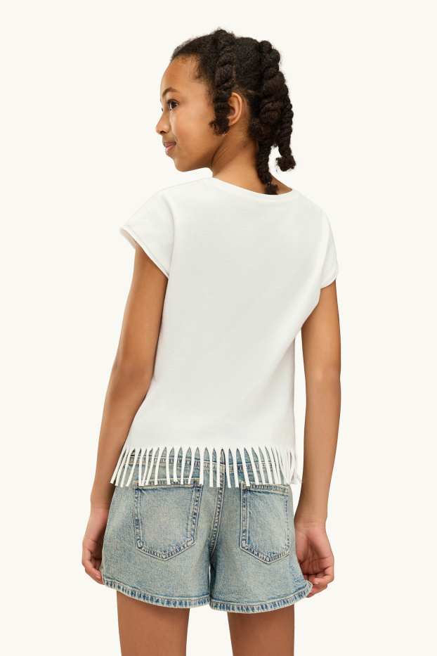 Děti - dívky - Arizona - tričko s krátkým rukávem se štrasovými kamínky - bílá