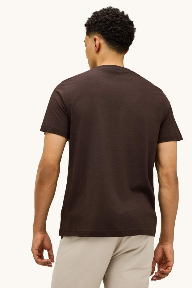 Heren - T-shirt - regular fit - donkerbruin