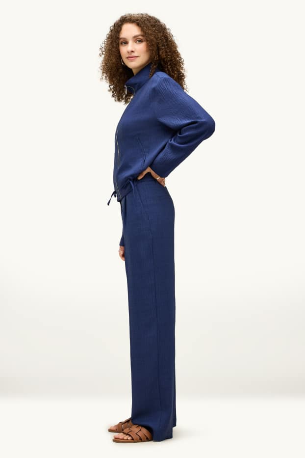 Femmes - Pantalon de bureau - high waist - regular fit - bleu foncé