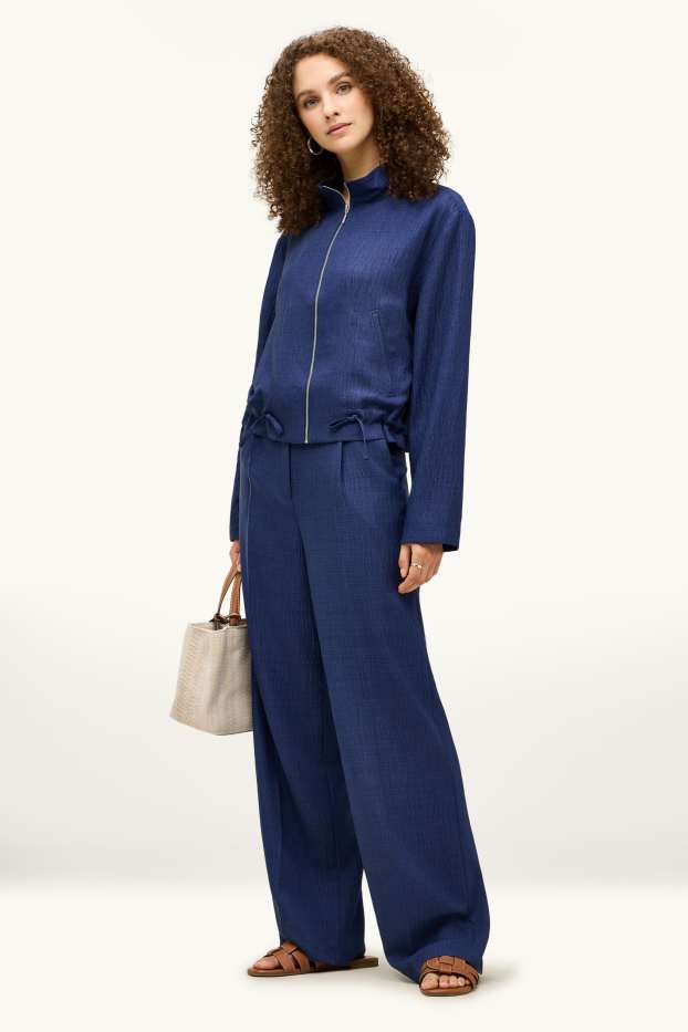 Femmes - Pantalon de bureau - high waist - regular fit - bleu foncé