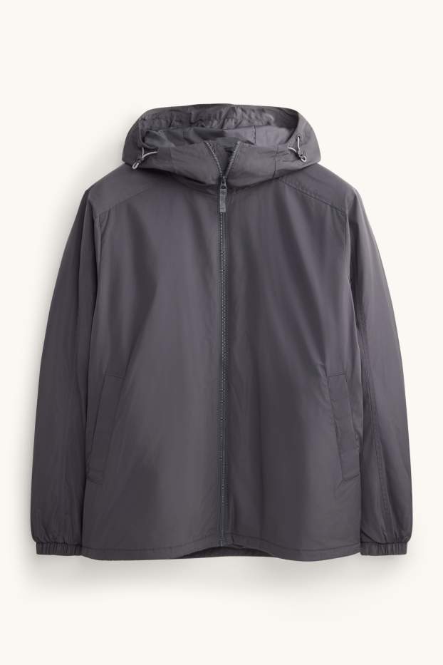 Herren - Jacke mit Kapuze - wasserabweisend - grau