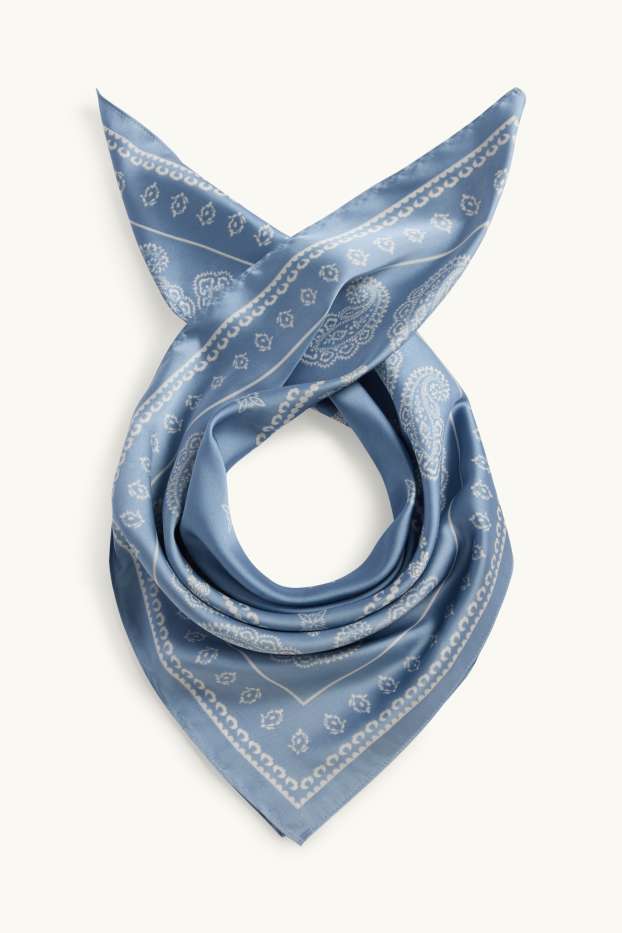 Femmes - Foulard en satin - à motif - bleu