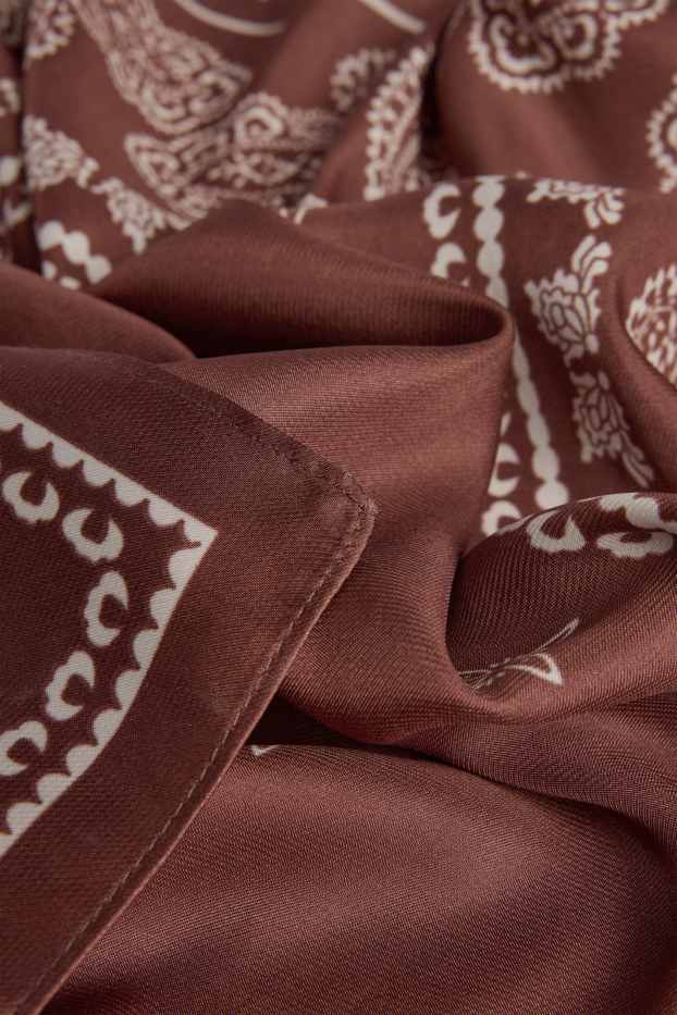 Femmes - Foulard en satin - à motif - marron