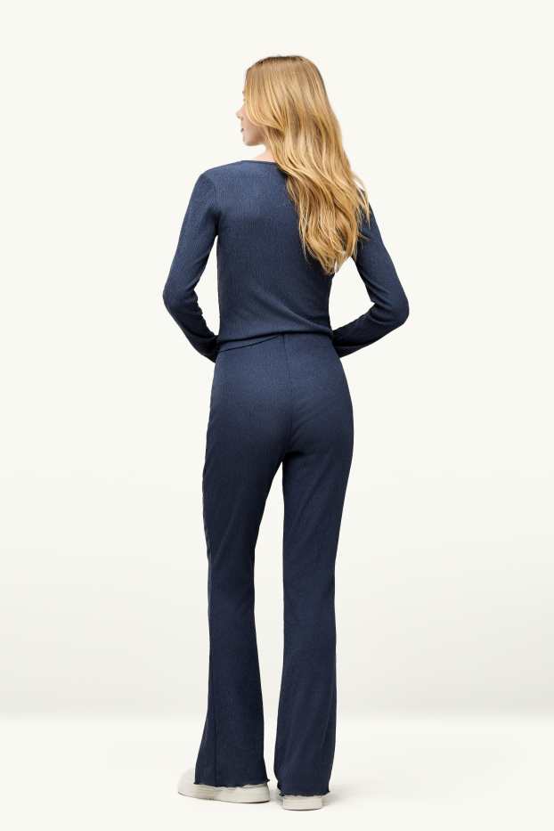 Dames - Flared legging - met structuur - blauw