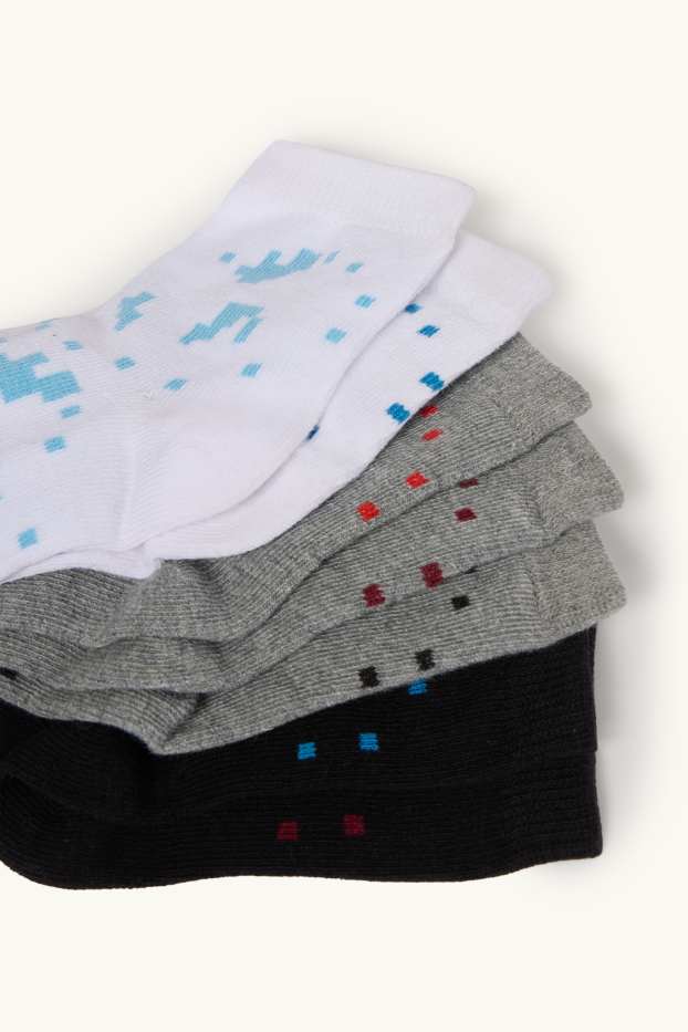 Children Boys - Multipack of 7 - pixels - socks with motif - gray